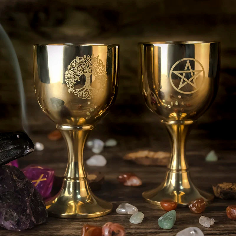 Copper Chalices Ritual Altar Cup Life Tree Shape Goblet Witch Ceremonial Cup for Divination Wiccan Magic Spiritual Tools