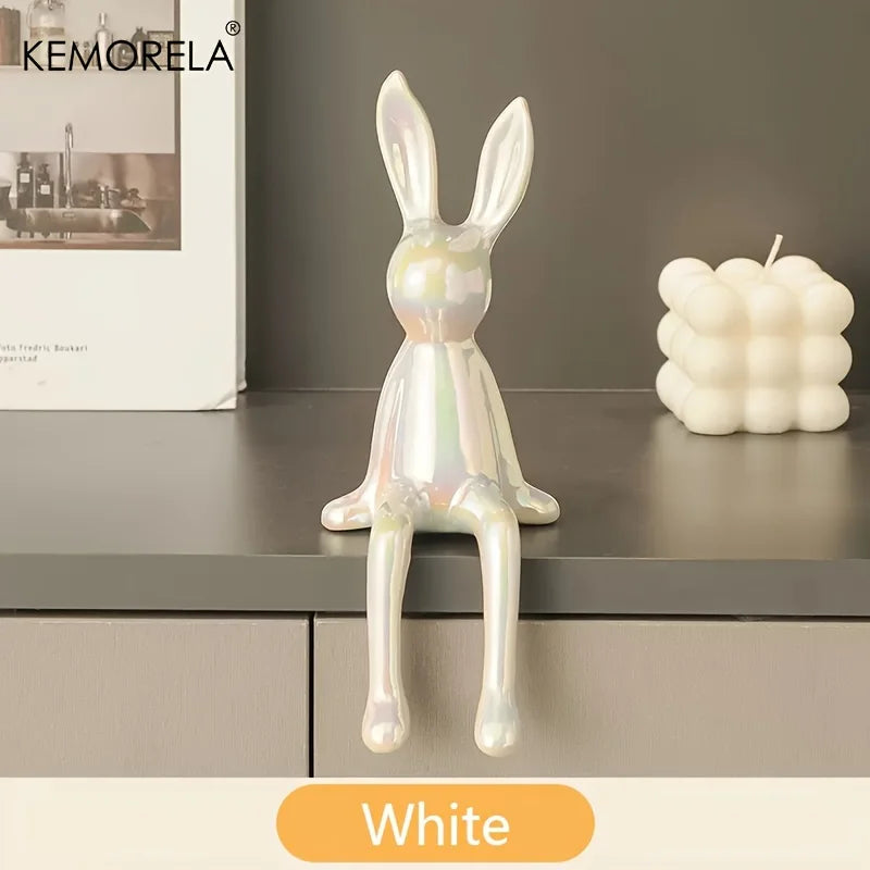 1 PCS Ceramic Long-Eared Sitting Rabbit Room Ornaments Statue