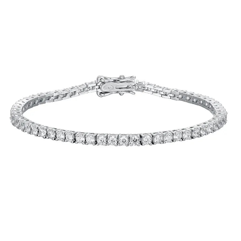 Pietra 2mm Moissanite Tennis Bracelet 925 Sterling Silver Plated White Gold Bracelet