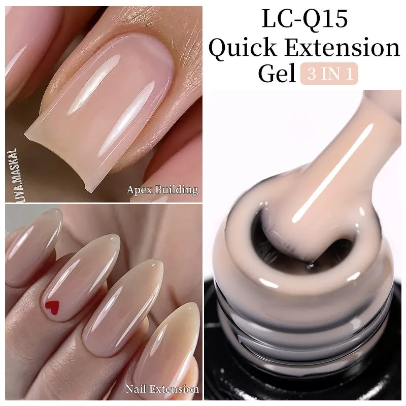 LILYCUTE 7ML Quick Extension Nail Gel Vernis Semi Permanent Acrylic Crystal White Clear Nude Gel Nail Polish UV Construction Gel