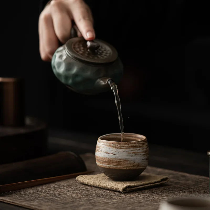 Japanese Handmade Rough Pottery Tea Cup Ceramic.