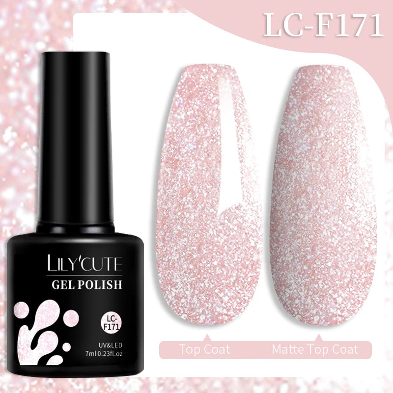 LILYCUTE 184 Colors 7ML Nail Gel Polish Semi-Permanent Glitter Soak Off Base Top Coat UV LED Nail Gel Varnish Nail Art Manicure