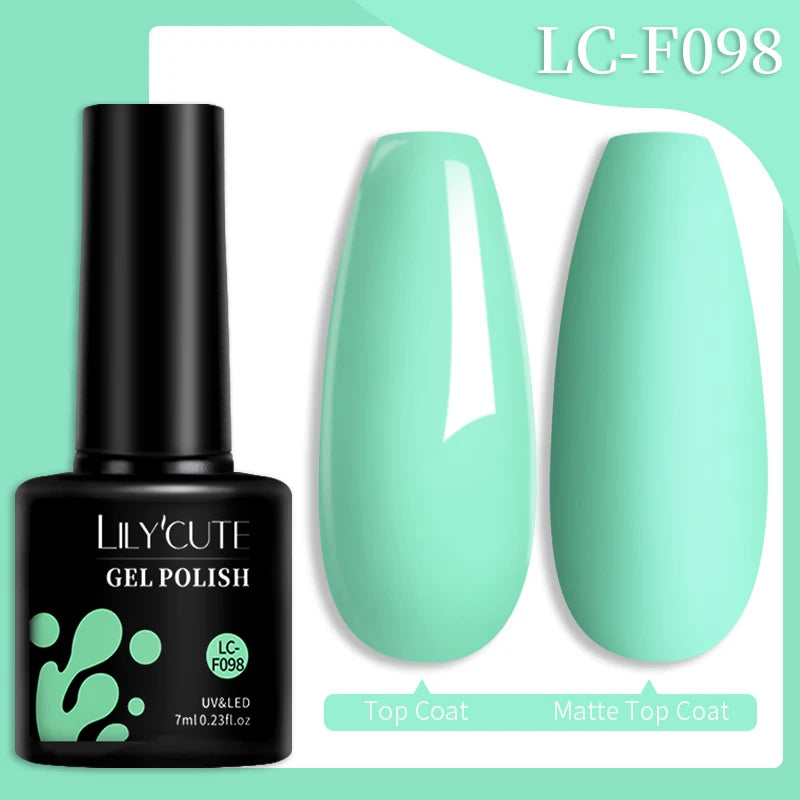 LILYCUTE 7ML Colorful Gel Nail Polish 129 Colors Long Lasting For Manicure Semi Permanent Base Top Coat Nail Art UV Gel Varnish