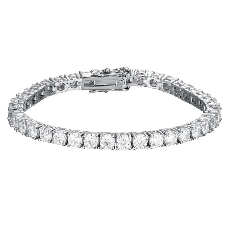 Pietra 2mm Moissanite Tennis Bracelet 925 Sterling Silver Plated White Gold Bracelet