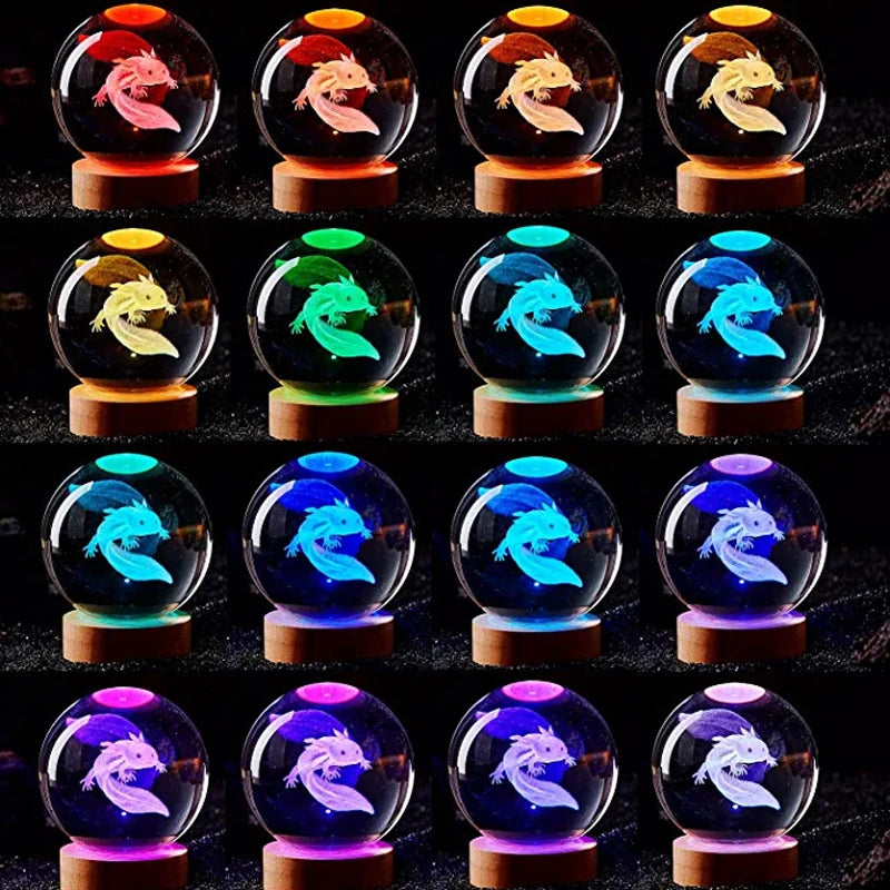 3D Laser Engraved Crystal Ball Colored Night Light