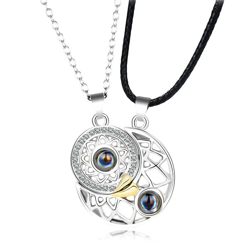 Chidinma Couple Pendant Necklace Electro cardiogram, Magnetic Heart