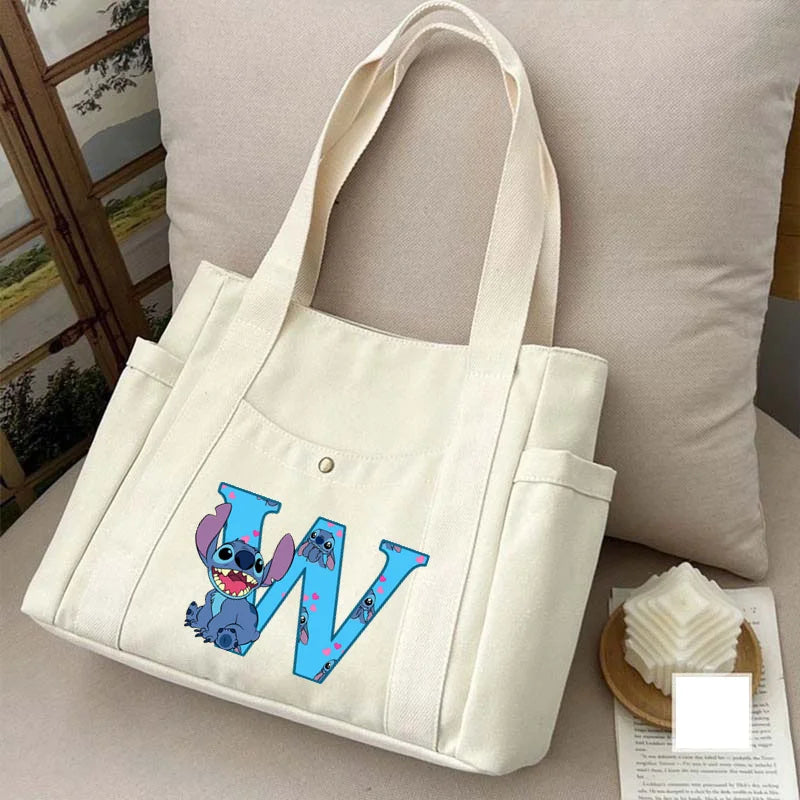 Niamh Disney Stitch Women's Bags A-Z 26 English Letters Shoulder Bag