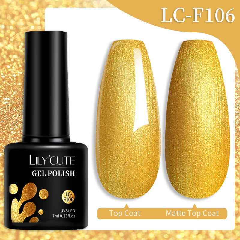 LILYCUTE 184 Colors 7ML Nail Gel Polish Semi-Permanent Glitter Soak Off Base Top Coat UV LED Nail Gel Varnish Nail Art Manicure