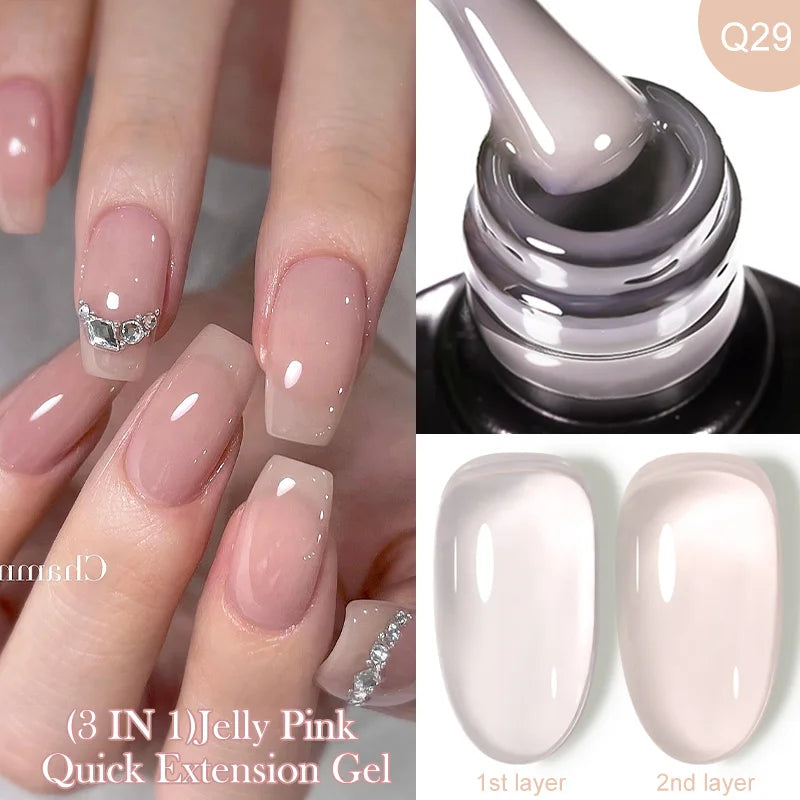 LILYCUTE 7ML Quick Extension Nail Gel Vernis Semi Permanent Acrylic Crystal White Clear Nude Gel Nail Polish UV Construction Gel