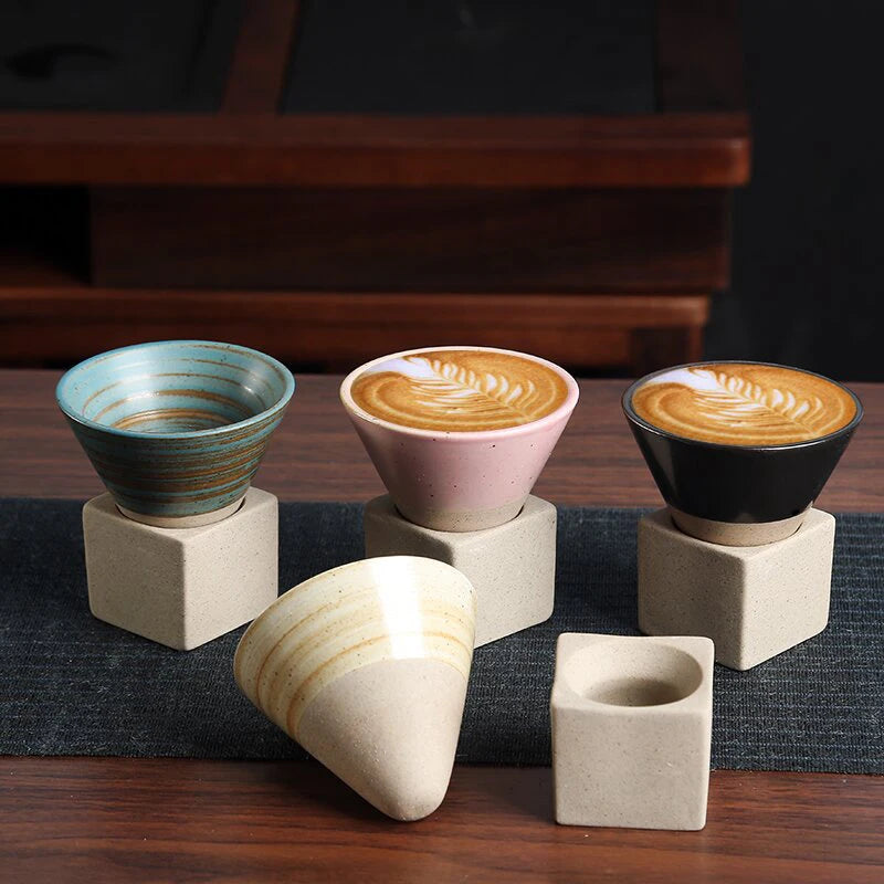 1PC Japanese Style Retro Ceramic Coffee Cup Rough Pottery Tea Cup