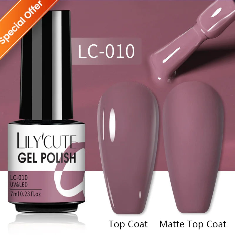 LILYCUTE 184 Colors 7ML Nail Gel Polish Semi-Permanent Glitter Soak Off Base Top Coat UV LED Nail Gel Varnish Nail Art Manicure