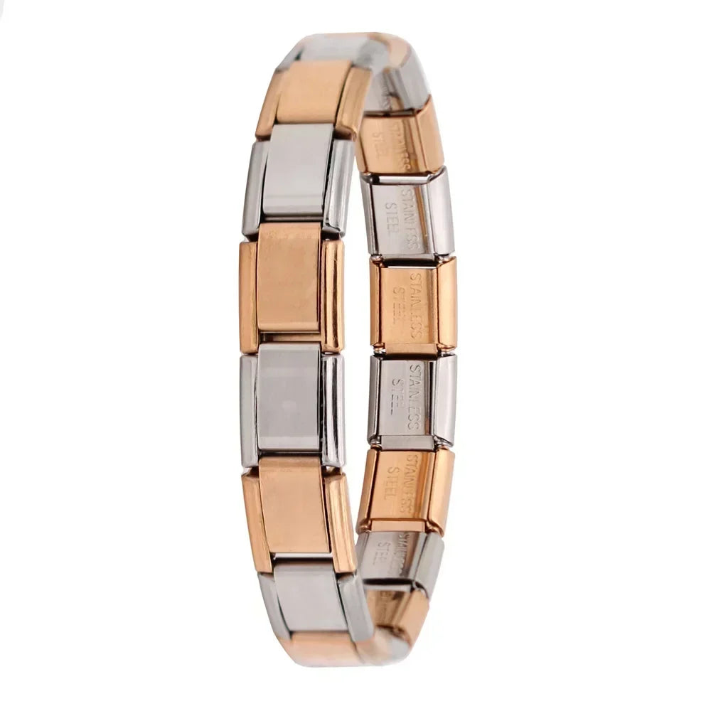 Amina 9mm Width Elastic Charm Bracelet Stainless Steel Bangle