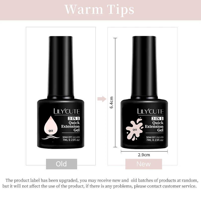 LILYCUTE 7ML Quick Extension Nail Gel Vernis Semi Permanent Acrylic Crystal White Clear Nude Gel Nail Polish UV Construction Gel