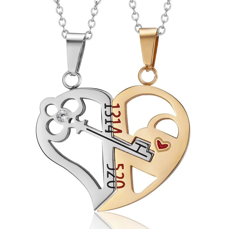 Chidinma Couple Pendant Necklace Electro cardiogram, Magnetic Heart