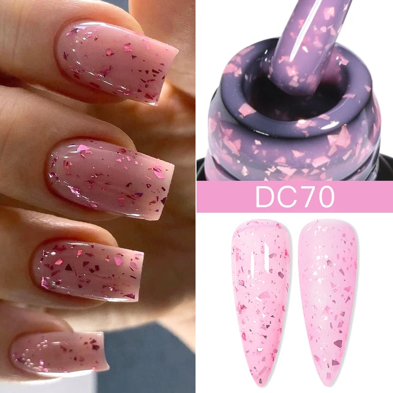 7ml Snowflake Gel Nail Polish UV LED Semi Permanent Milky White Pink Glitter Snow Sequins Gel Nails Art Design Varnish Manicure