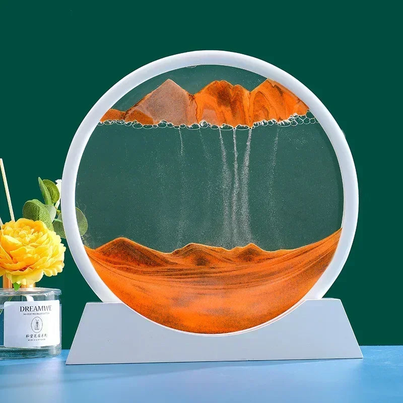 3D Moving Sand Art Picture Round Glass