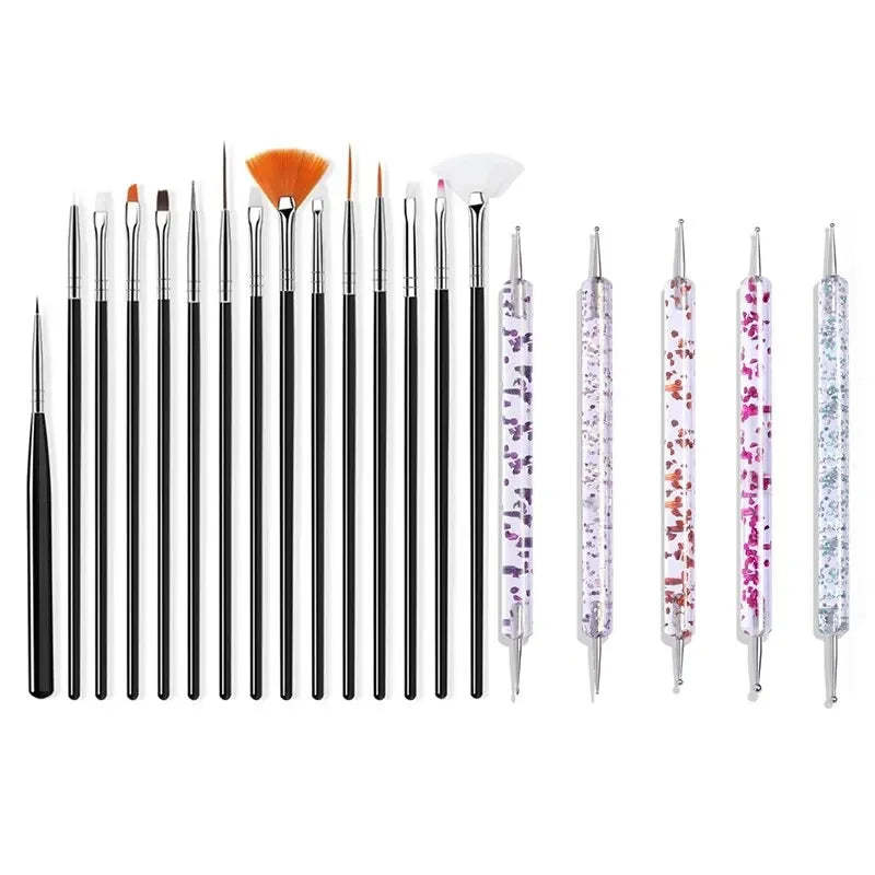 5/20Pcs Nail Art Brush Design Tip Painting Drawing Carving Dotting Pen Professional Nail Brushes Set Nail Art Manicure Tools