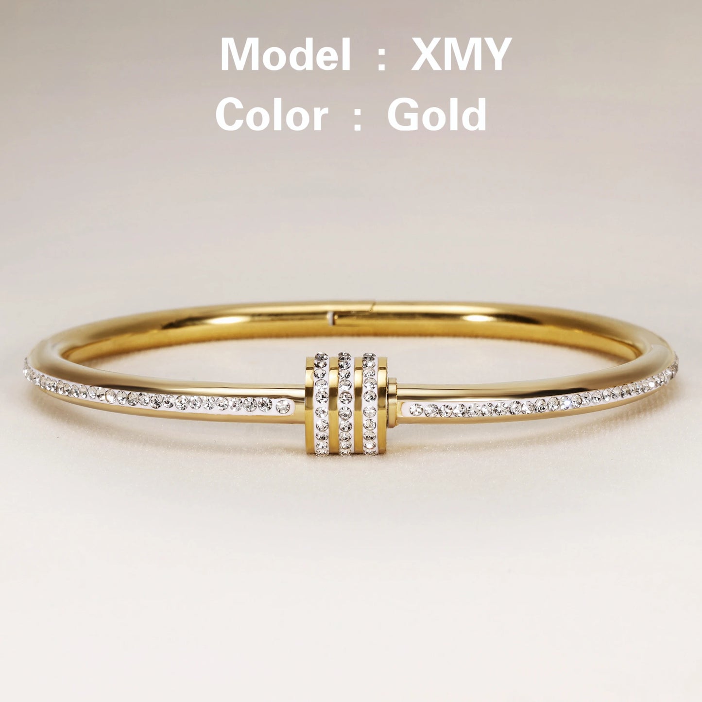 Madalene Bracelet Design Gold Color Waterproof Stainless Steel Luxury Brand Sparkling Zircon Bangles