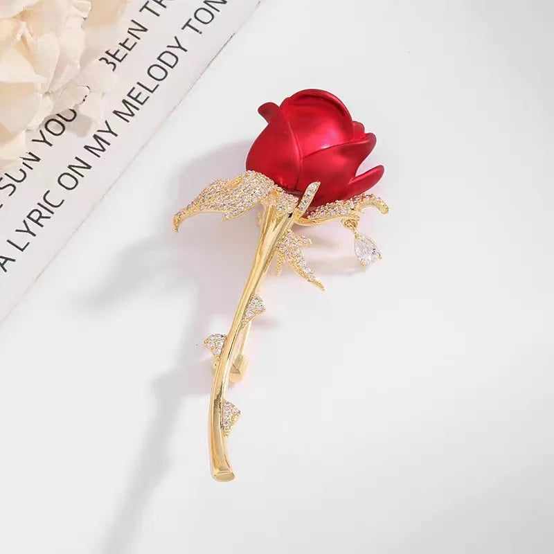 Red Rose Tulip Brooch Pins