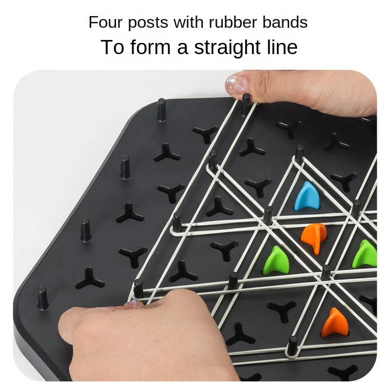 New Geometry Chain Chess Puzzle Triangle Chess Desktop Game Rubber Band Training Family Interaction Exercise Thinking Toys Gifts