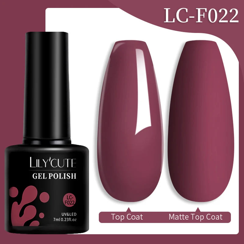 LILYCUTE 7ML Colorful Gel Nail Polish 129 Colors Long Lasting For Manicure Semi Permanent Base Top Coat Nail Art UV Gel Varnish