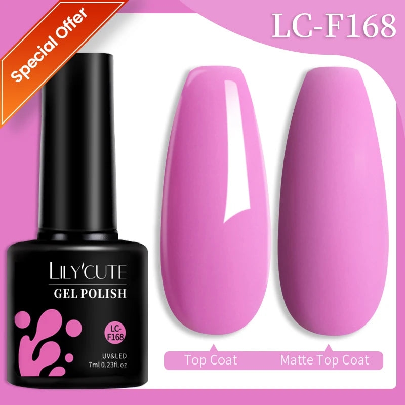 LILYCUTE 7ML Colorful Gel Nail Polish 129 Colors Long Lasting For Manicure Semi Permanent Base Top Coat Nail Art UV Gel Varnish