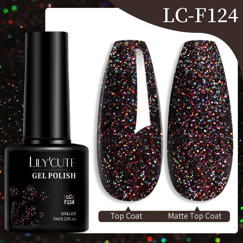 LILYCUTE 7ML Colorful Gel Nail Polish 129 Colors Long Lasting For Manicure Semi Permanent Base Top Coat Nail Art UV Gel Varnish