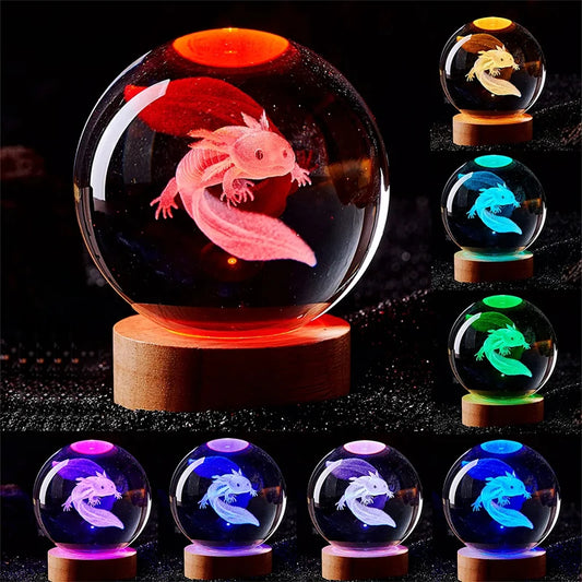 3D Laser Engraved Crystal Ball Colored Night Light