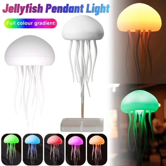 Cartoon Jellyfish Night Light RGB Gradient Cute Jellyfish Bedside Lamp Voice Control Type-C Charging LED Night Lamp