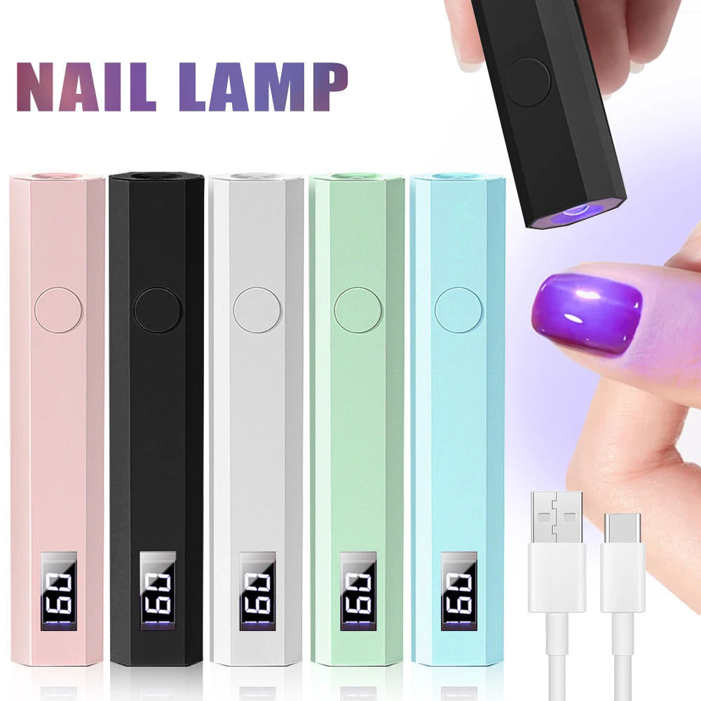 Timing Display Nail Lamp Portable Handheld Mini Family Quick Dry Flashlight Pen Chargeable Nail Dryer Machine Uv Led Nail Lamp