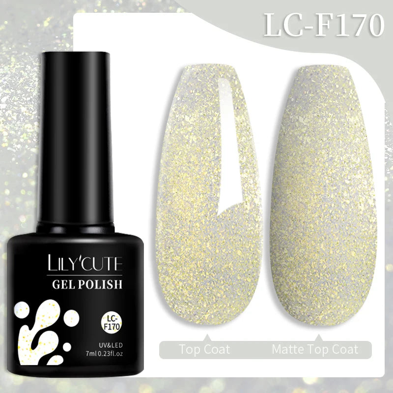 LILYCUTE 184 Colors 7ML Nail Gel Polish Semi-Permanent Glitter Soak Off Base Top Coat UV LED Nail Gel Varnish Nail Art Manicure