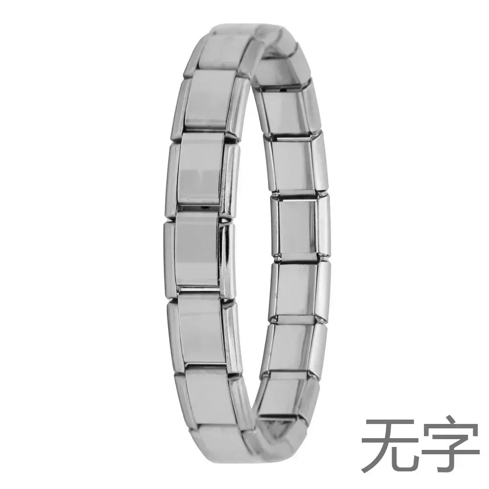 Amina 9mm Width Elastic Charm Bracelet Stainless Steel Bangle