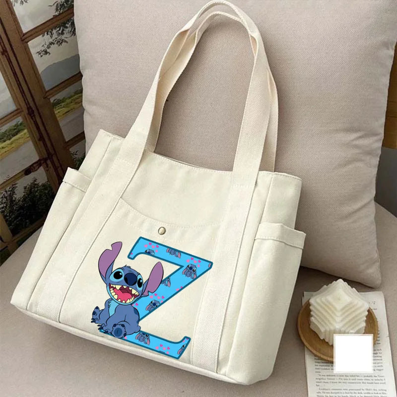 Niamh Disney Stitch Women's Bags A-Z 26 English Letters Shoulder Bag