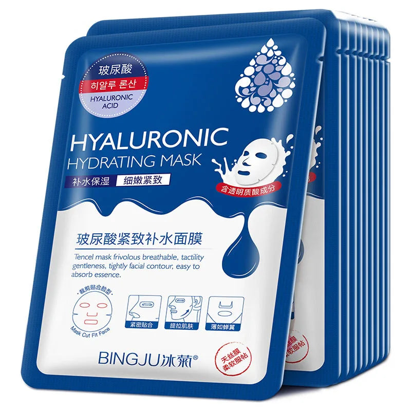 10 pcs Hyaluronic Acid Hydrating Facial Mask Sheet