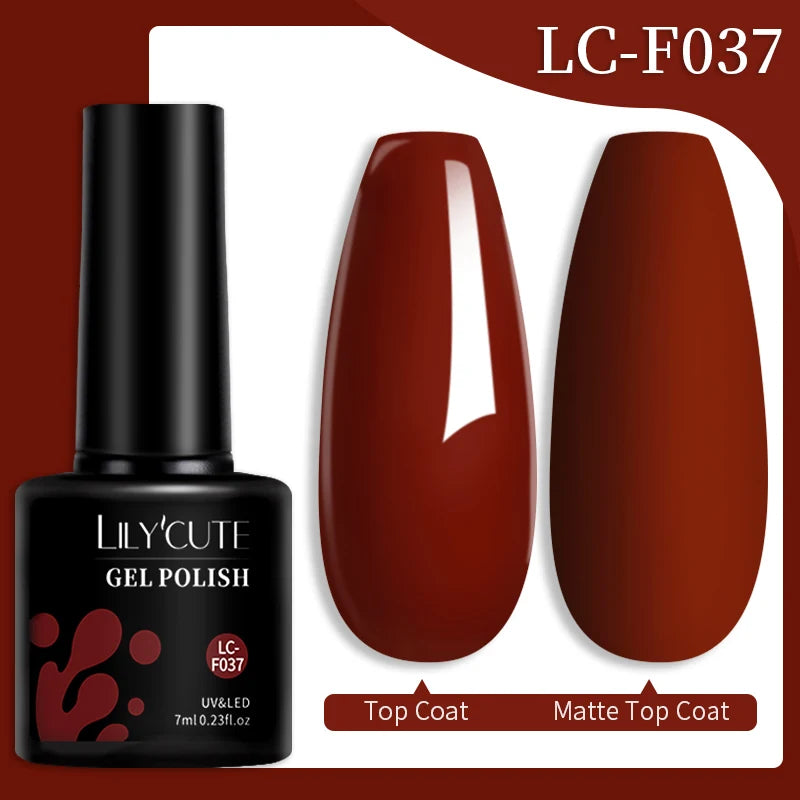 LILYCUTE Dark Brown Gel Nail Polish Autumn Winter Chocolate Wine Red Caramel Color Series For Manicure Nails Art Gel Varnish