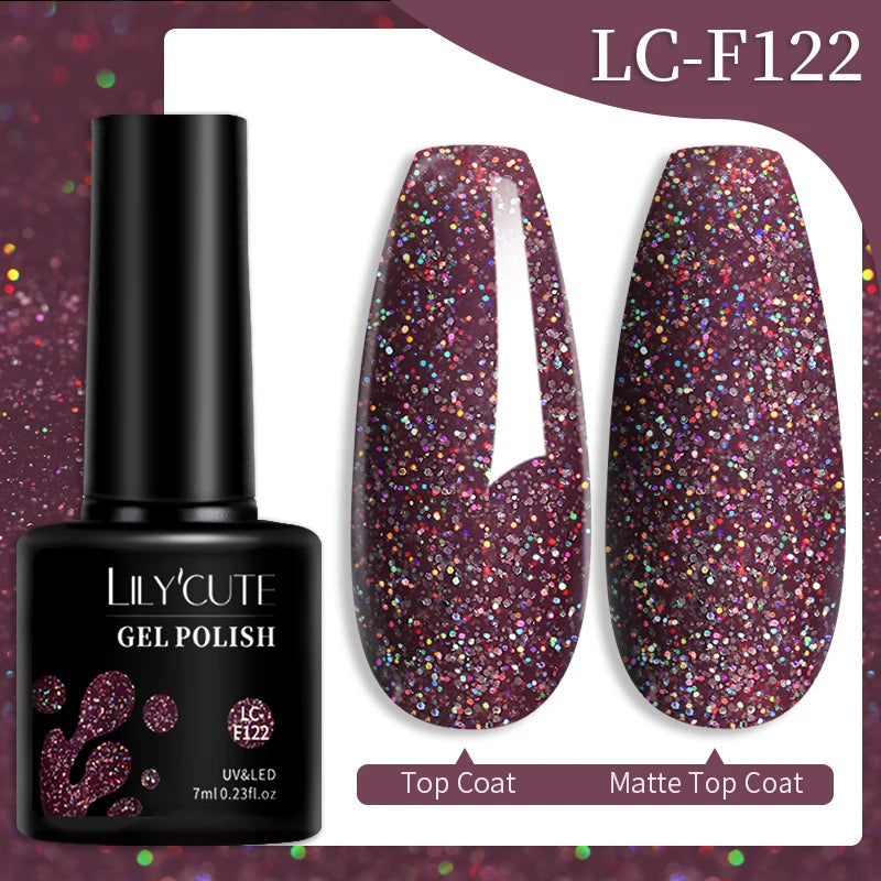 LILYCUTE 184 Colors 7ML Nail Gel Polish Semi-Permanent Glitter Soak Off Base Top Coat UV LED Nail Gel Varnish Nail Art Manicure