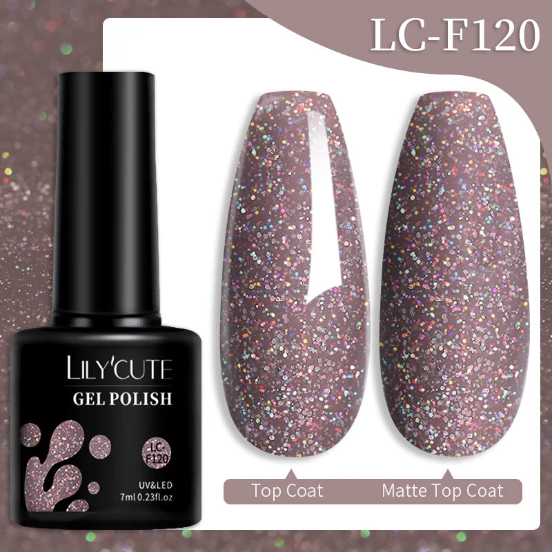 LILYCUTE 184 Colors 7ML Nail Gel Polish Semi-Permanent Glitter Soak Off Base Top Coat UV LED Nail Gel Varnish Nail Art Manicure