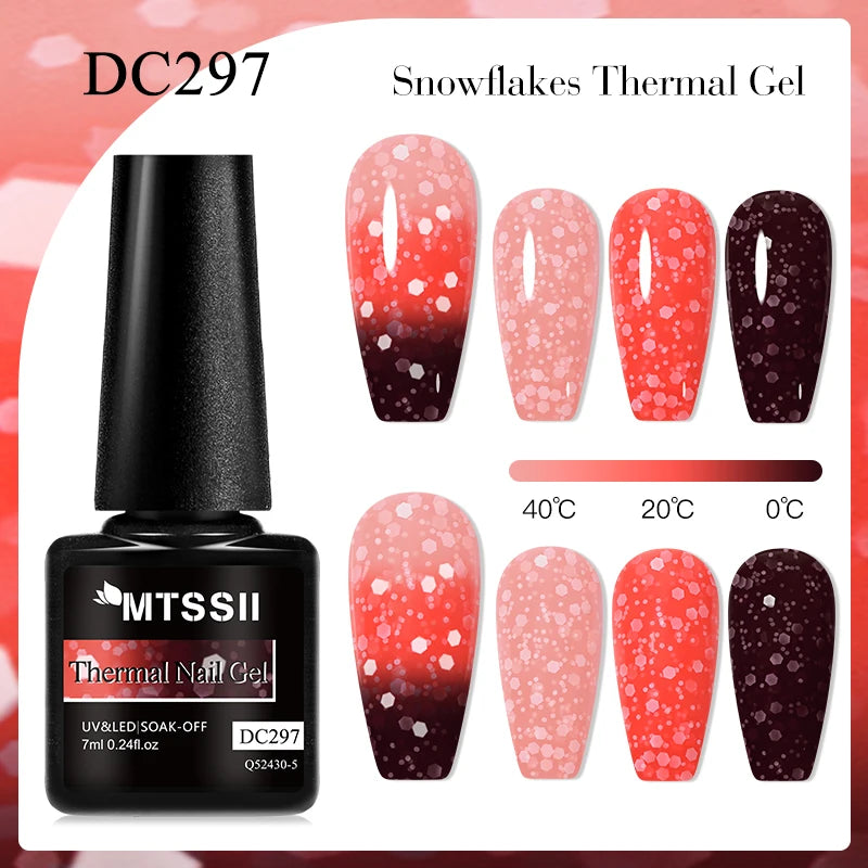 7ml Snowflake Gel Nail Polish UV LED Semi Permanent Milky White Pink Glitter Snow Sequins Gel Nails Art Design Varnish Manicure