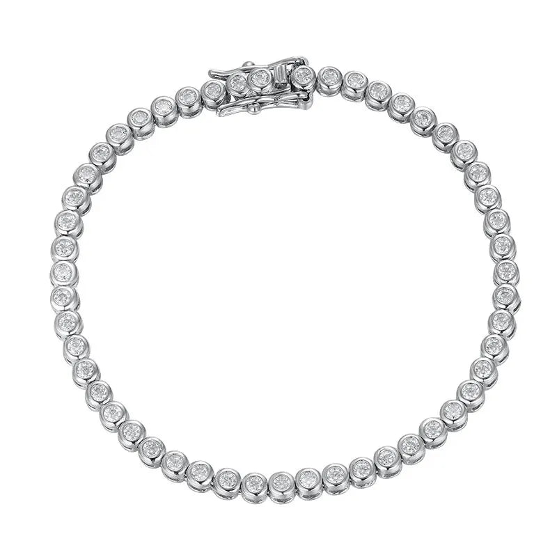 Pietra 2mm Moissanite Tennis Bracelet 925 Sterling Silver Plated White Gold Bracelet