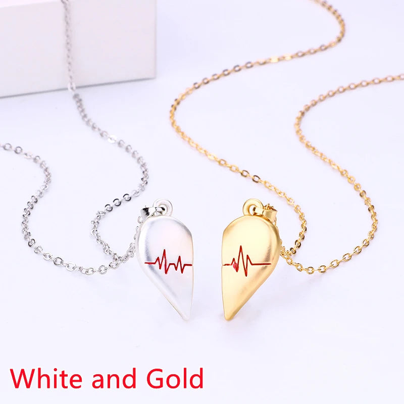 Chidinma Couple Pendant Necklace Electro cardiogram, Magnetic Heart