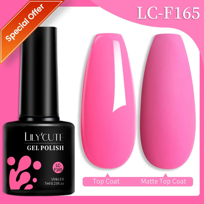 LILYCUTE 7ML Colorful Gel Nail Polish 129 Colors Long Lasting For Manicure Semi Permanent Base Top Coat Nail Art UV Gel Varnish