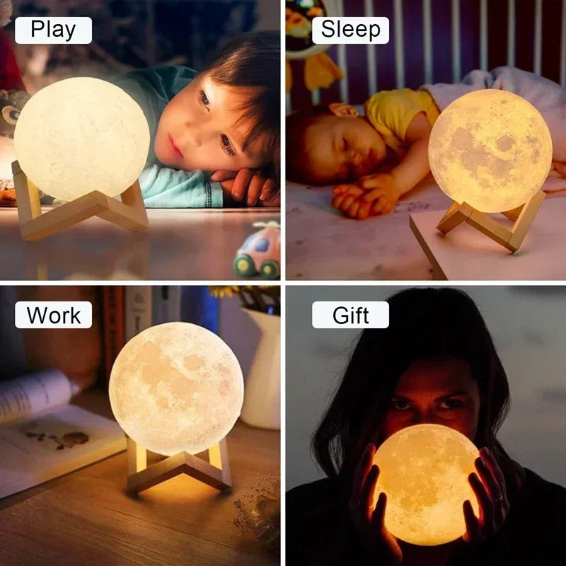 8 CM LED Night Light 3D Print Moon Lamp Bedroom Décor Moonlight for Kids Gifts Decorations Creative Bedside Atmosphere Lighting