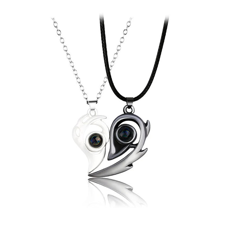 Chidinma Couple Pendant Necklace Electro cardiogram, Magnetic Heart