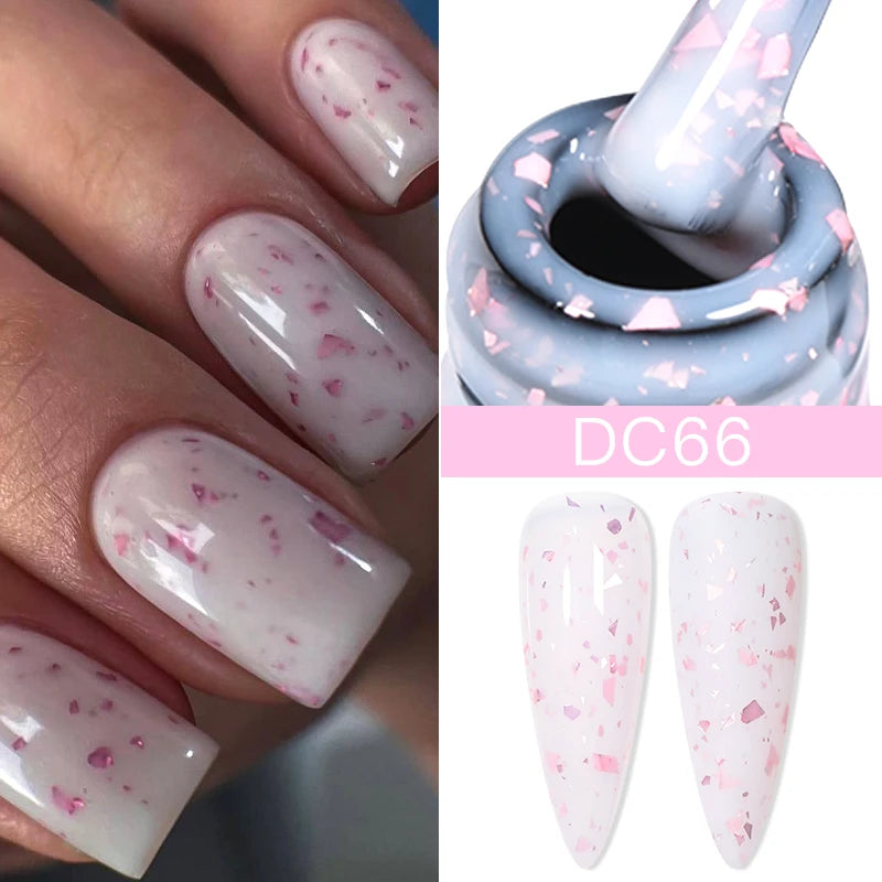 7ml Snowflake Gel Nail Polish UV LED Semi Permanent Milky White Pink Glitter Snow Sequins Gel Nails Art Design Varnish Manicure