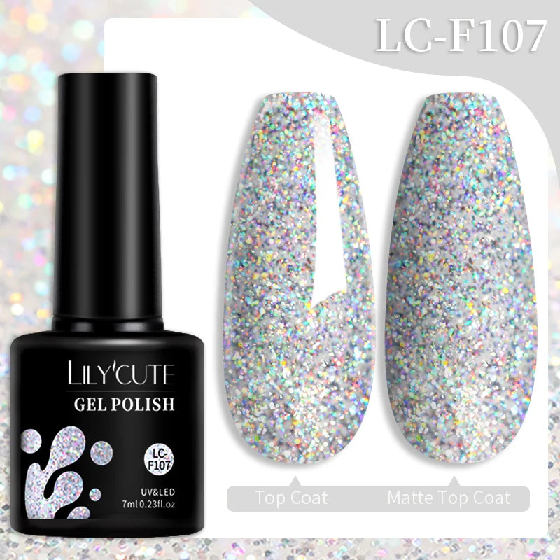 LILYCUTE 184 Colors 7ML Nail Gel Polish Semi-Permanent Glitter Soak Off Base Top Coat UV LED Nail Gel Varnish Nail Art Manicure