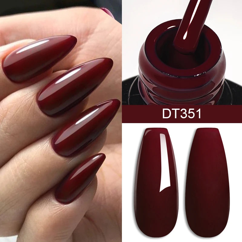 MEET ACROSS 7ml Red Series Gel Nail Polish Glitter Red Winter Nail Art Varnish Semi Permanent Soak Off UV Gel  For Nails