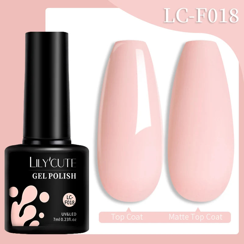 LILYCUTE 7ML Pink Glitter Quick Extension Gel Nail Polish Pink Gold Foils Effect Vernis Semi Permanent UV Gel Nail Art Hard Gel