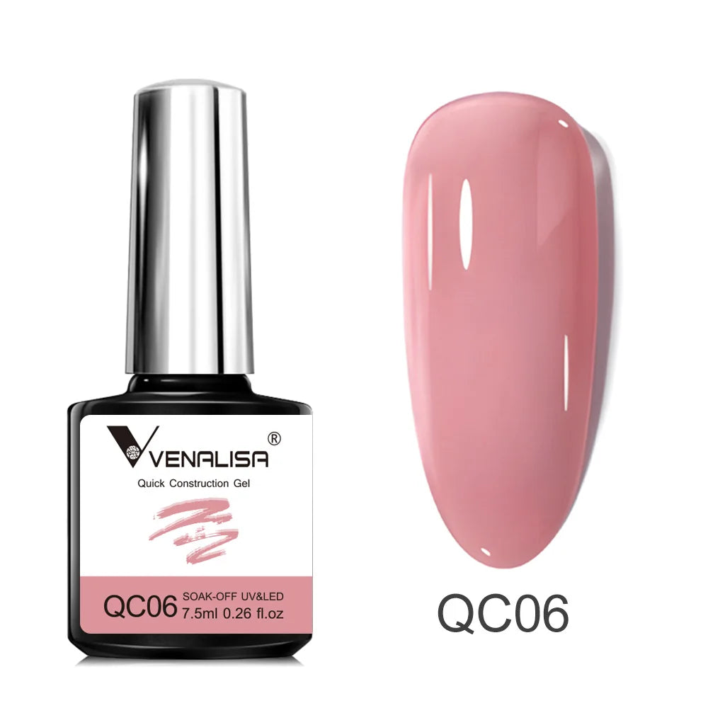 VENALISA 7.5ml Quick Construction Gel Semi Transparent Jelly Color Nail Gel Polish Strengthener Soak Off UV LED Nude Pink Gel