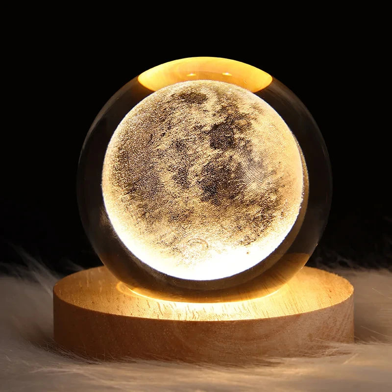 3D Laser Engraved Crystal Ball Colored Night Light