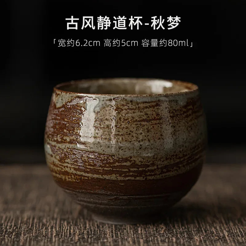 Japanese Handmade Rough Pottery Tea Cup Ceramic.